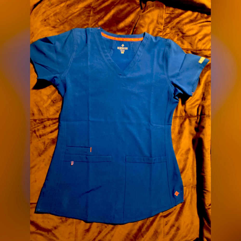 Med Couture Women's Blue scrub top, size small, new without tags